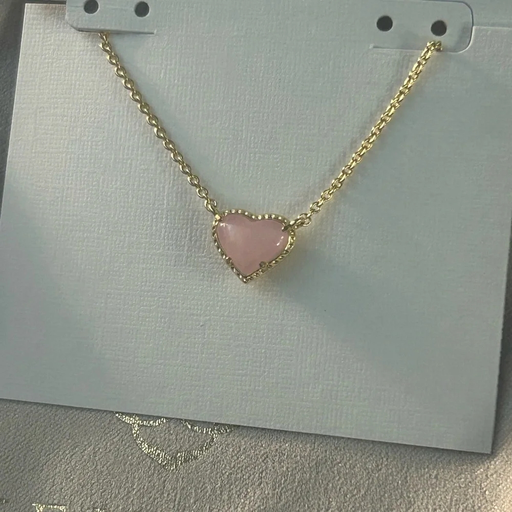 Kendra Scott Gold Necklace with Pink Heart Pendant - Picture 2 of 3